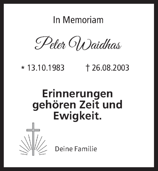 Anzeige von Peter Waidhas von MGO