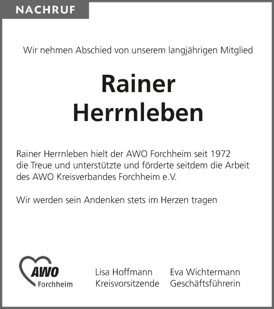 Anzeige von Rainer Herrnleben von MGO