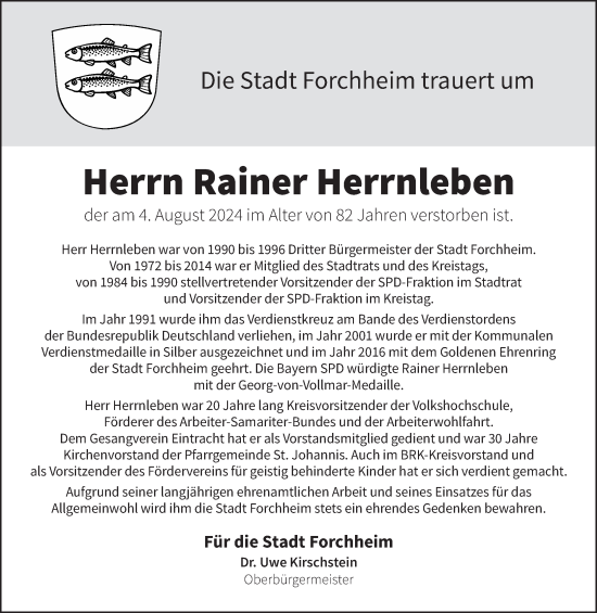 Anzeige von Rainer Herrnleben von MGO