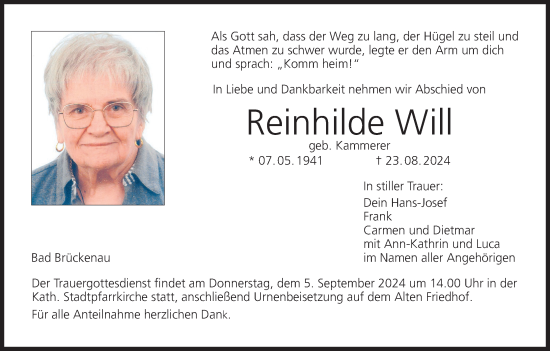Anzeige von Reinhilde Will von MGO