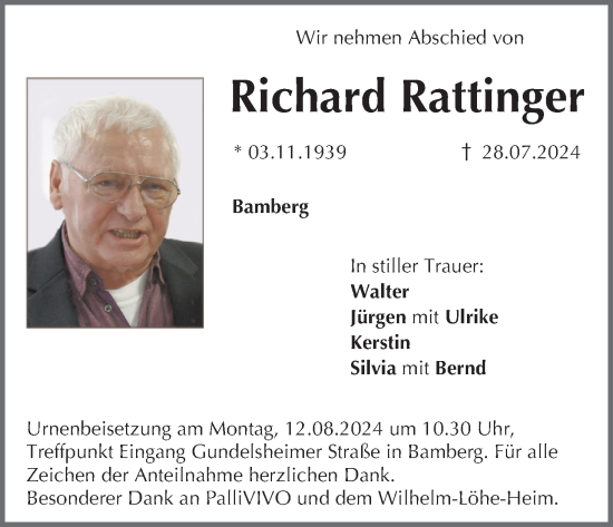 Anzeige von Richard Rattinger von MGO