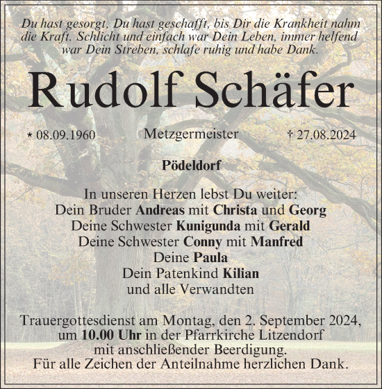 Anzeige von Rudolf Schäfer von MGO