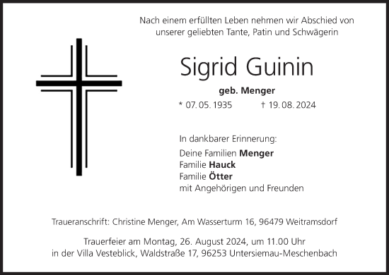 Anzeige von Sigrid Guinin von MGO