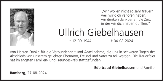 Anzeige von Ullrich Giebelhausen von MGO