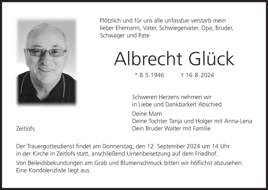 Anzeige von Albrecht Glück von MGO
