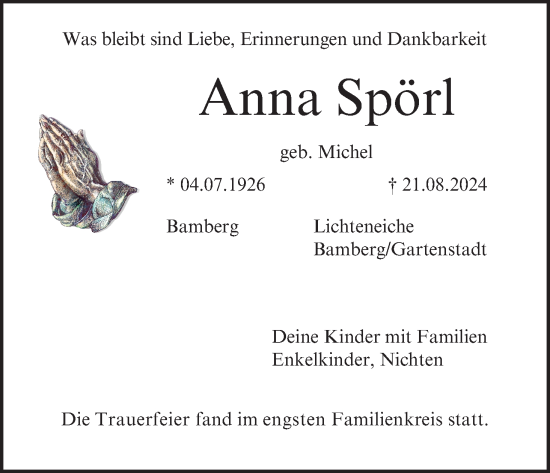 Anzeige von Anna Spörl von MGO
