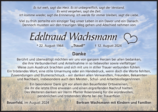Anzeige von Edeltraud Wachsmann von MGO