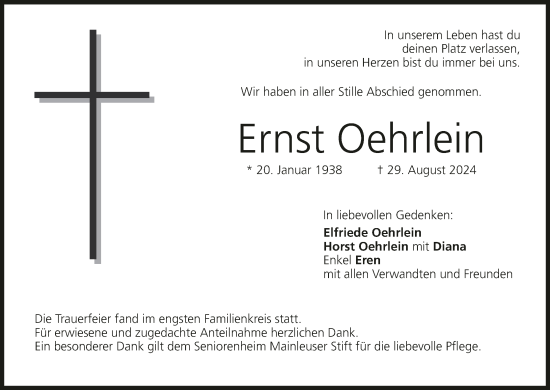 Anzeige von Ernst Oehrlein von MGO