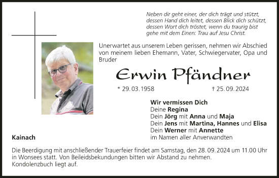 Anzeige von Erwin Pfändner von MGO