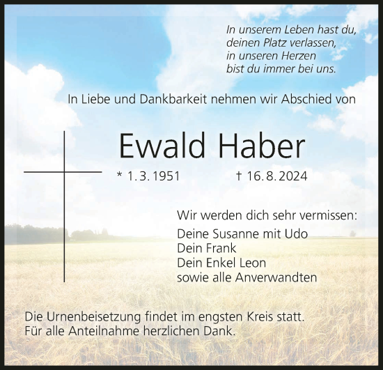 Anzeige von Ewald Haber von MGO