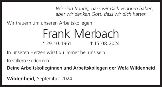 Anzeige von Frank Merbach von MGO