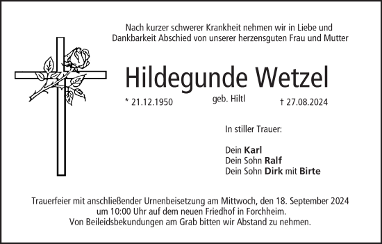 Anzeige von Hildegunde Wetzel von MGO