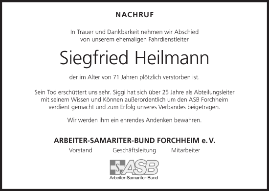 Anzeige von Siegfried Heilmann von MGO