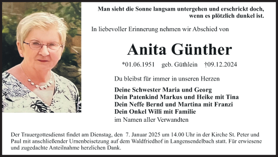Anzeige von Anita Günther von MGO