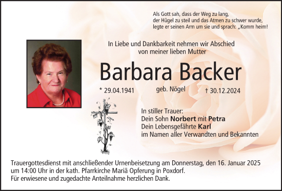 Anzeige von Barbara Backer von MGO