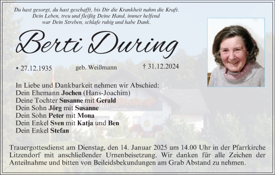 Anzeige von Berti During von MGO