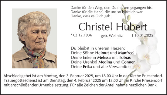 Anzeige von Christel Hubert von MGO