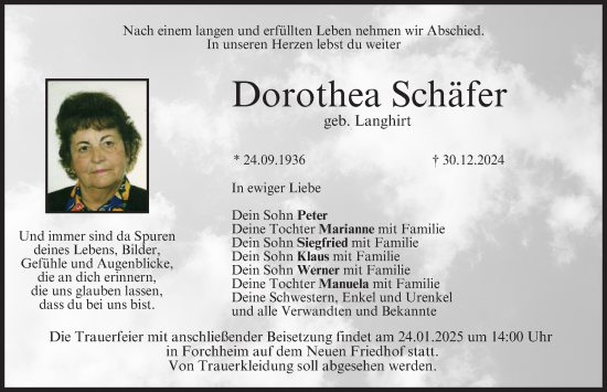 Anzeige von Dorothea Schäfer von MGO