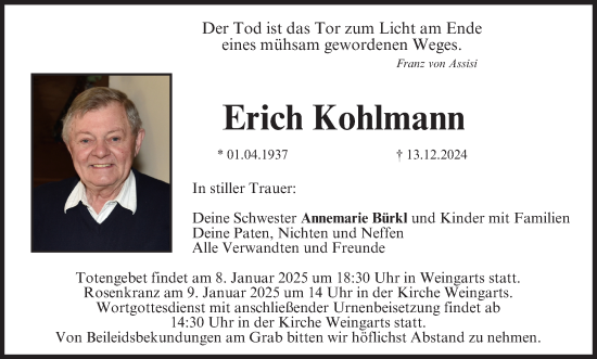 Anzeige von Erich Kohlmann von MGO