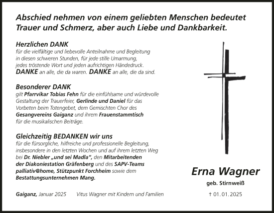 Anzeige von Erna Wagner von MGO