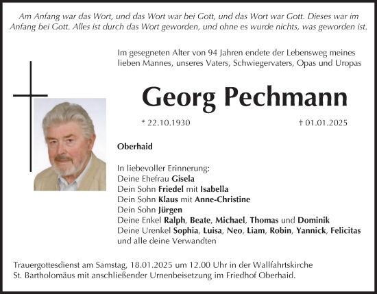 Anzeige von Georg Pechmann von MGO