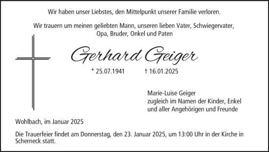 Anzeige von Gerhard Geiger von MGO