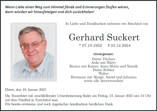Anzeige von Gerhard Suckert von MGO