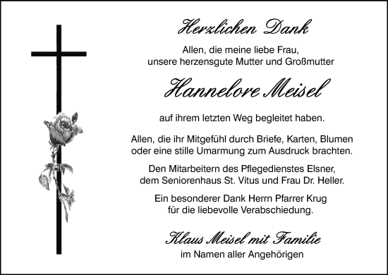 Anzeige von Hannelore Meisel von MGO