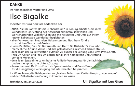 Anzeige von Ilse Bigalke von MGO