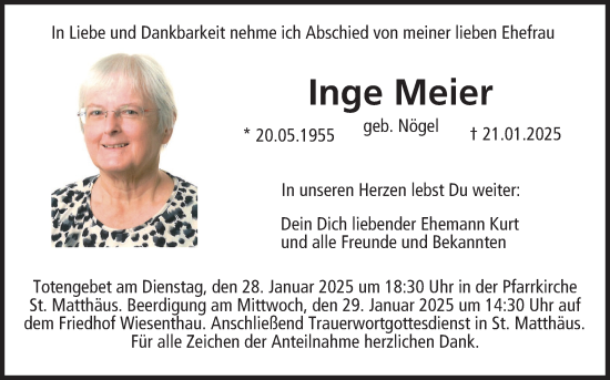Anzeige von Inge Meier von MGO