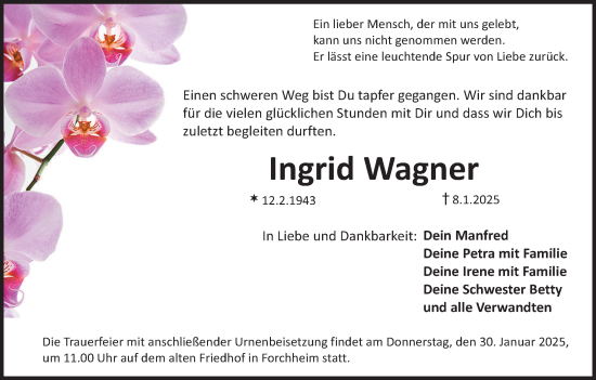 Anzeige von Ingrid Wagner von MGO