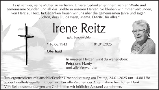 Anzeige von Irene Reitz von MGO