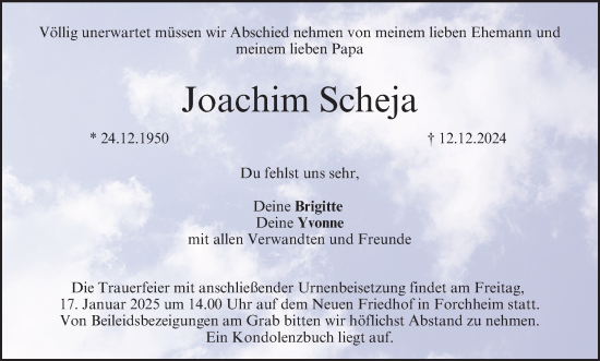 Anzeige von Joachim Scheja von MGO