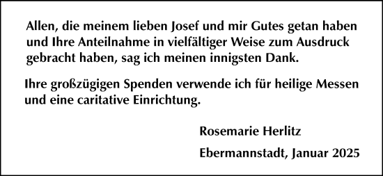 Anzeige von Josef Herlitz von MGO
