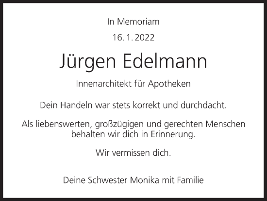 Anzeige von Jürgen Edelmann von MGO