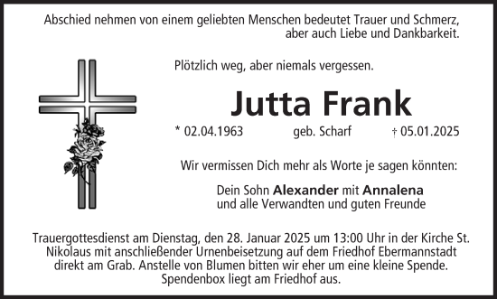 Anzeige von Jutta Frank von MGO