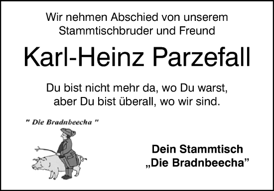 Anzeige von Karl-Heinz Parzefall von MGO