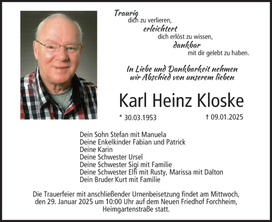 Anzeige von Karl Heinz Kloske von MGO