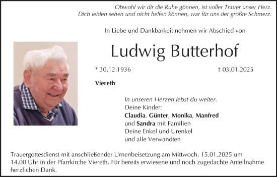 Anzeige von Ludwig Butterhof von MGO