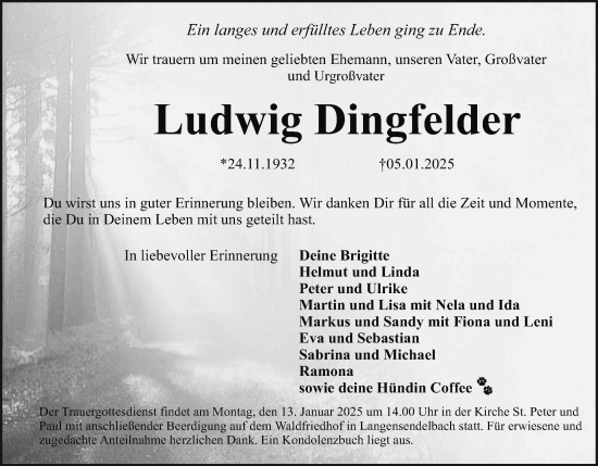 Anzeige von Ludwig Dingfelder von MGO