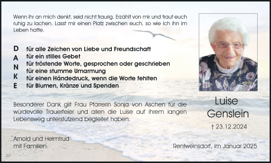 Anzeige von Luise Genslein von MGO