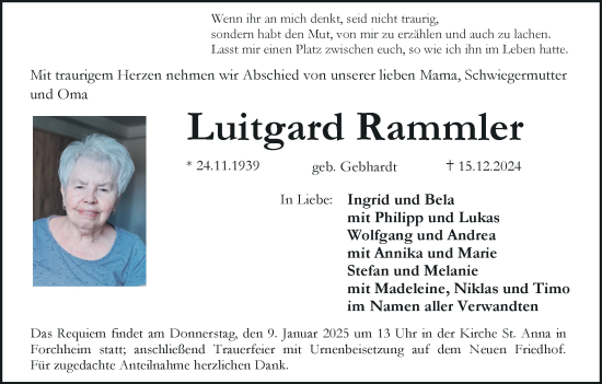 Anzeige von Luitgard Rammler von MGO