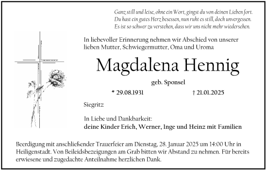 Anzeige von Magdalena Hennig von MGO