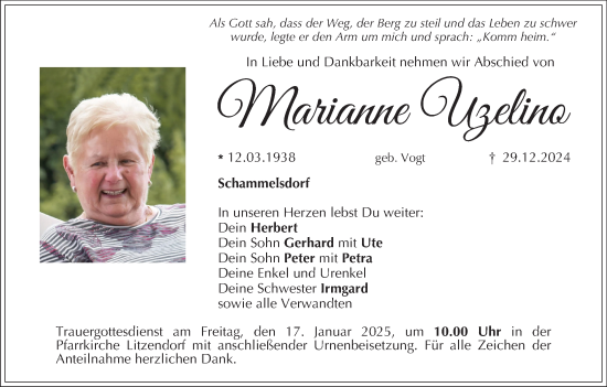 Anzeige von Marianne Uzelino von MGO