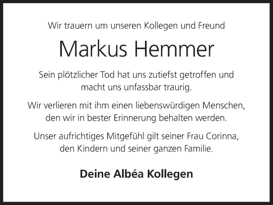Anzeige von Markus Hemmer von MGO