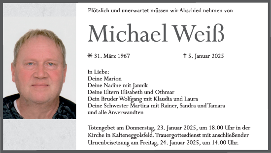 Anzeige von Michael Weiß von MGO
