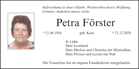 Anzeige von Petra Förster von MGO