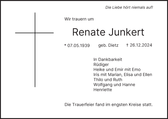 Anzeige von Renate Junkert von MGO