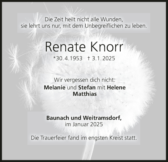 Anzeige von Renate Knorr von MGO
