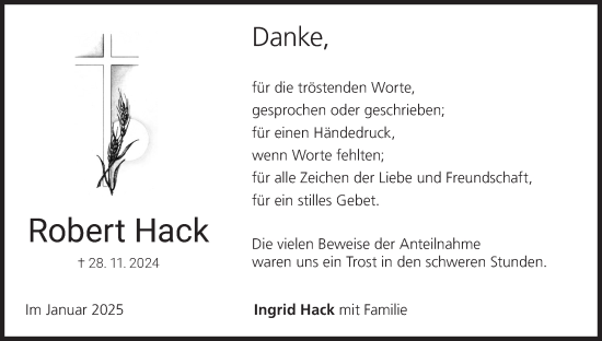Anzeige von Robert Hack von MGO